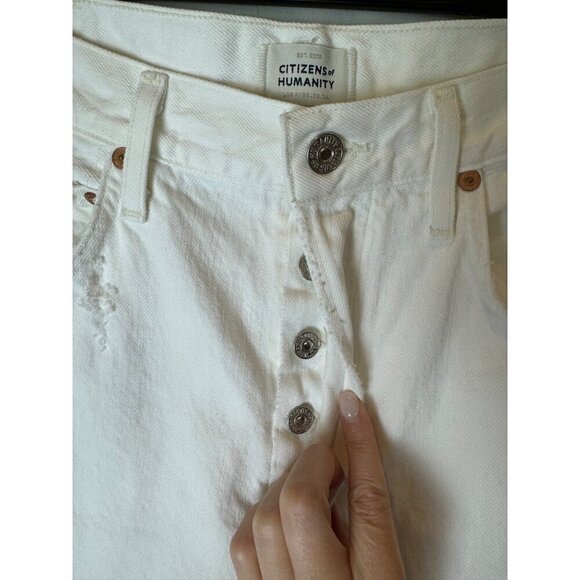 Citizens of Humanity Jeans Women 28 White Distressed Eva Relaxed Baggy Straight‎ - Picture 7 of 13